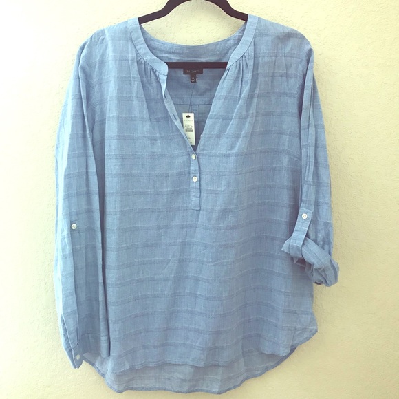 NWT Talbots XL Chambray Rolled Sleeve Blouse - Picture 1 of 4